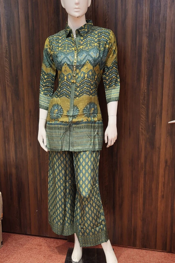 Printed Co-Ord Set In Green