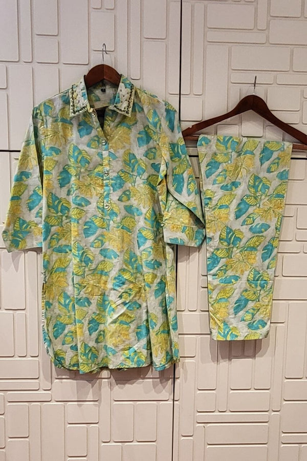 Printed Co-ord Set In Green Color