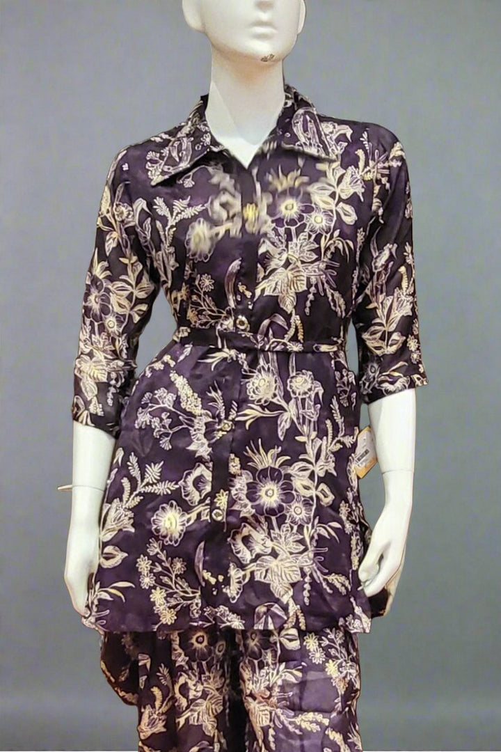 Printed Co-ord Set For Women with Collar