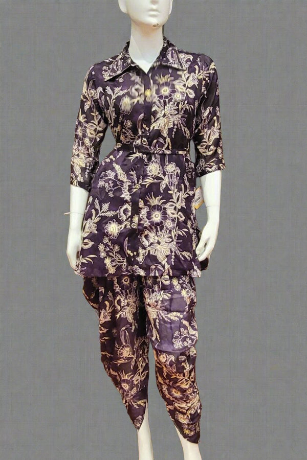 Printed Co-ord Set For Women with Collar