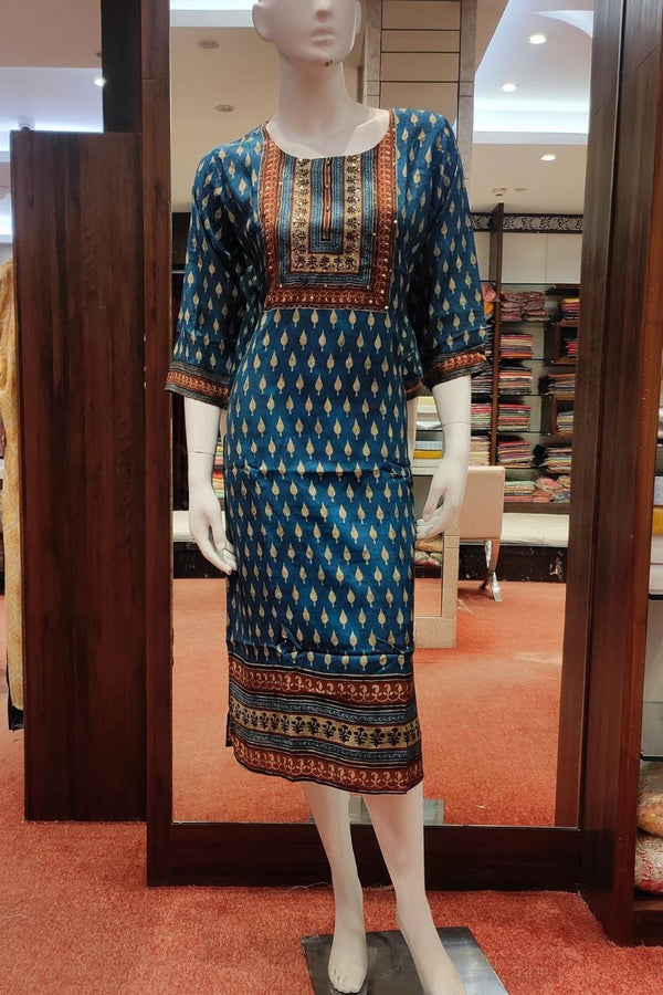 Printed Kurti On Silk Fabric