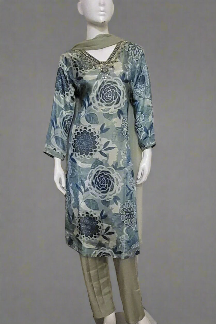 Printed Kurti Pant With dupatta Set