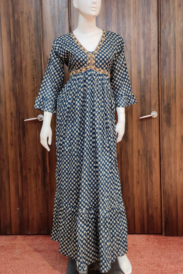 Printed Long Dress In Blue