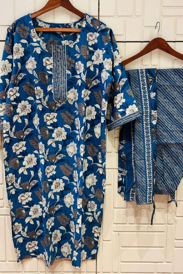 Plus Size Printed Kurta Pant Set- 6XL