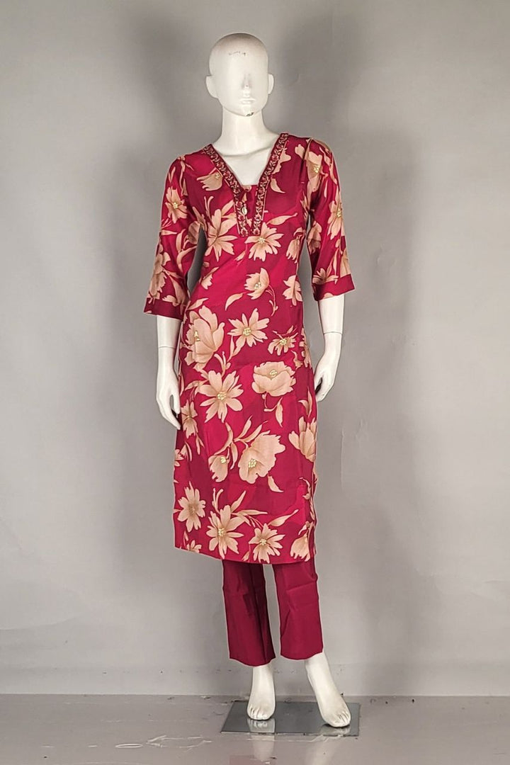 Readymade Salwar Suit Set for Festivals- V Neck