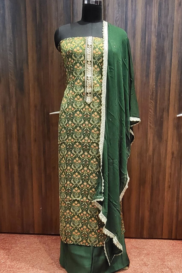 Printed Salwar Suit Piece In Green