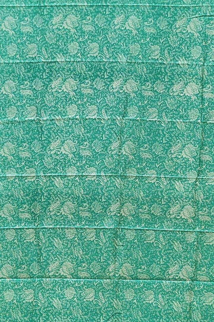 Printed Habotai Silk Saree- Green Colour