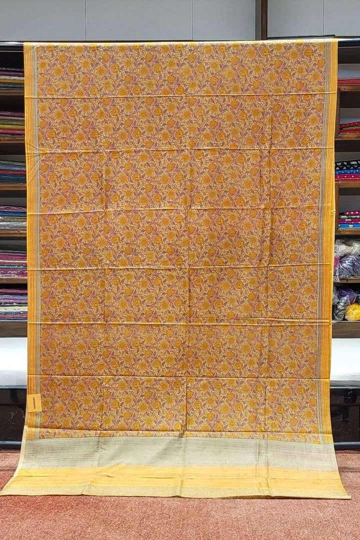 Pure Mulberry Silk Saree in Soothing Yellow Colour