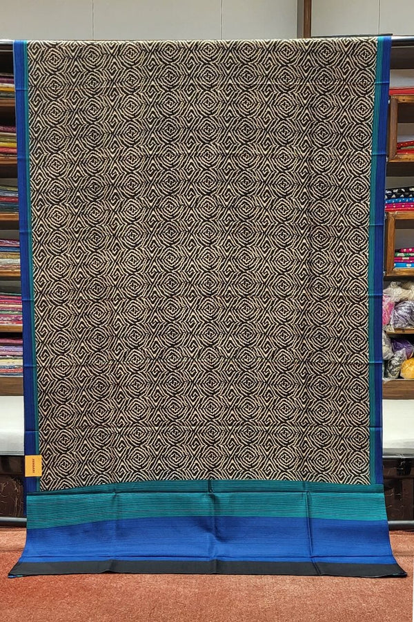 Habotai Silk Saree for Gifting in Black and Blue Colour