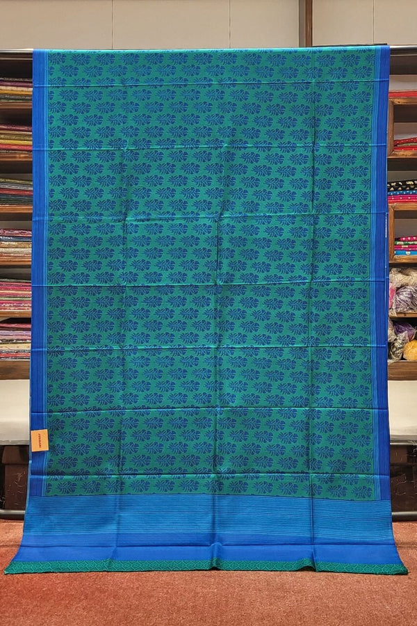 Printed Mulberry Silk Saree- Blue Colour