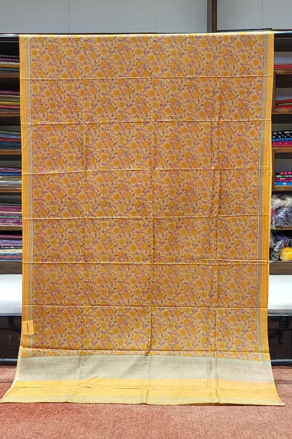 Pure Mulberry Silk Saree in Soothing Yellow Colour