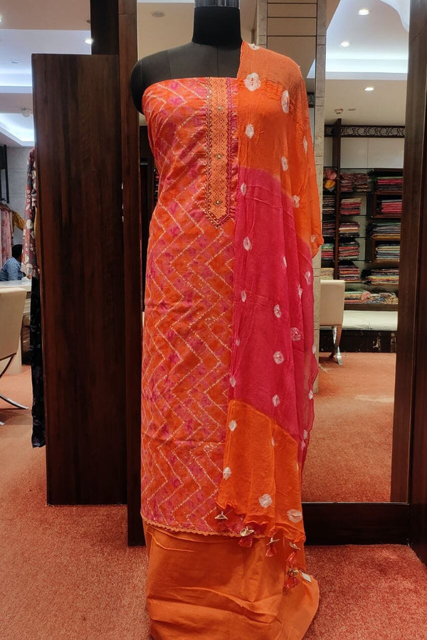 Printed Suit Piece With Bandhni Dupatta