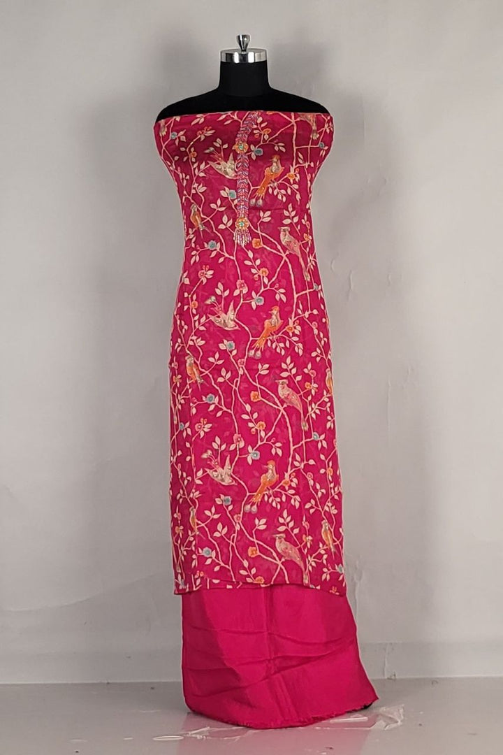 Printed Salwar Suit Piece in Organza for Ethnic Look