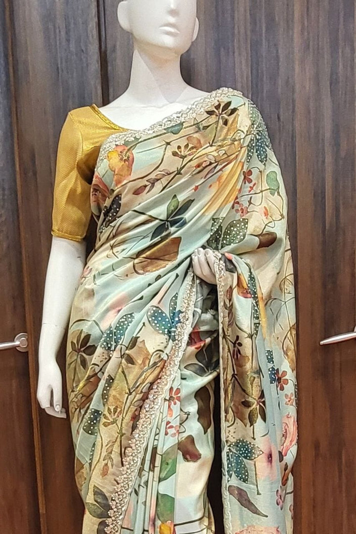 Printed Tissue Georgette Saree