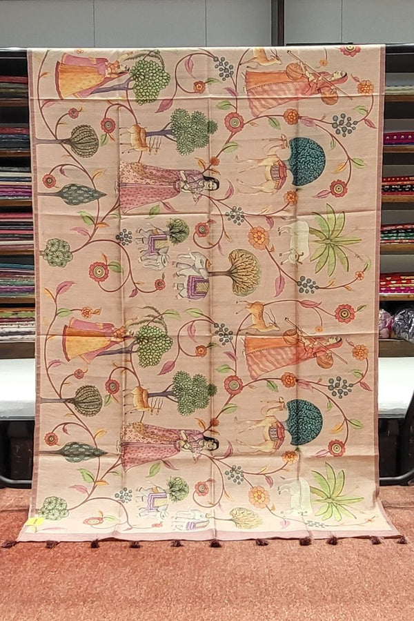 Printed Tussar Silk Saree