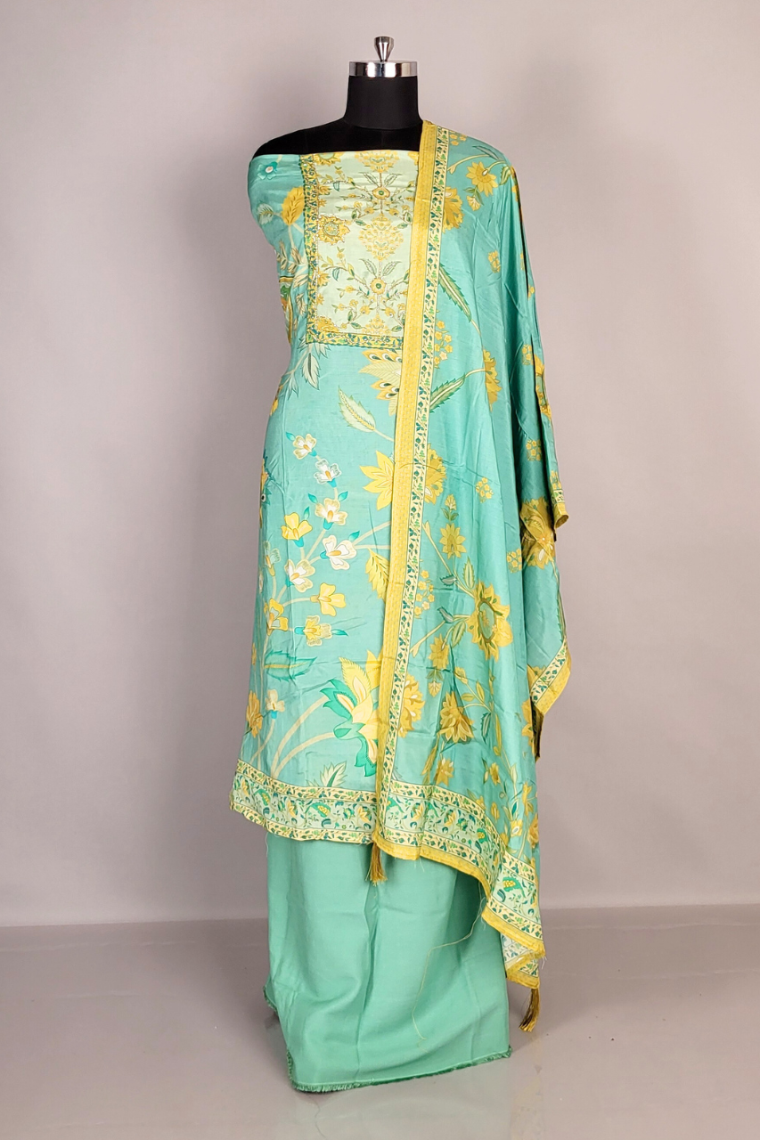 Printed Salwar Suit Fabric with Embroidered Dupatta