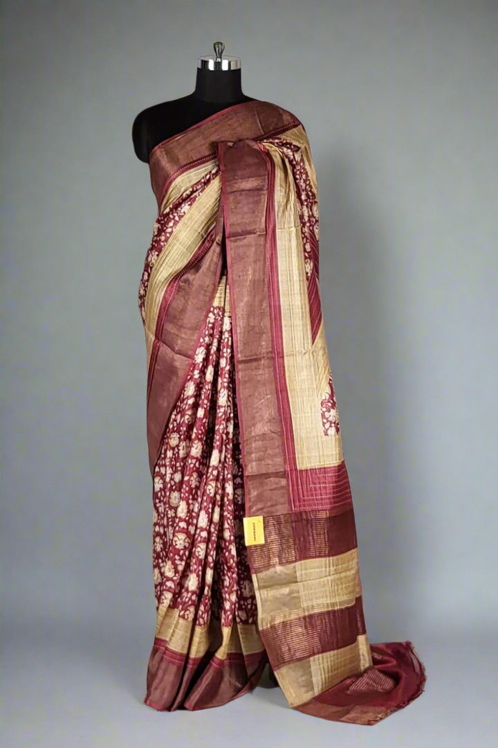Printed Tussar Saree for Traditional Look