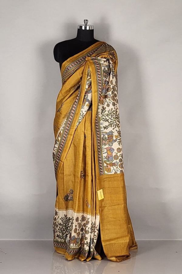 Printed Tussar Silk Saree for Casual Wear