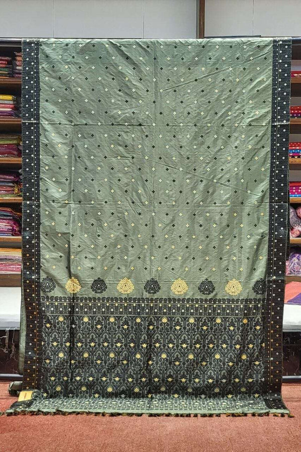 Pure Assam Silk Saree with Resham Woven- Pista Colour