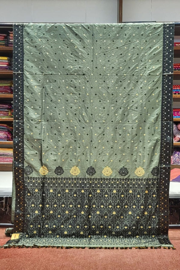 Pure Assam Silk Saree with Resham Woven- Pista Colour