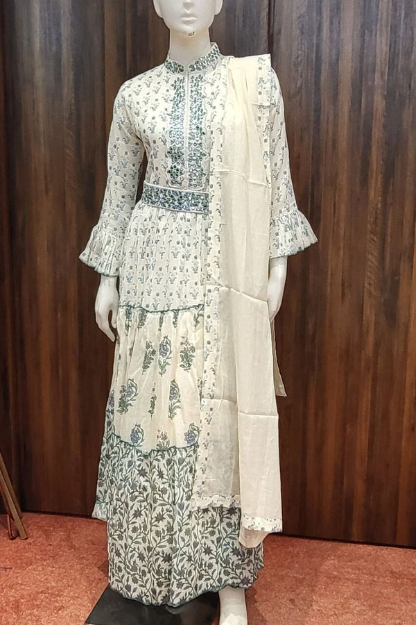 Pure Cotton Gown In White
