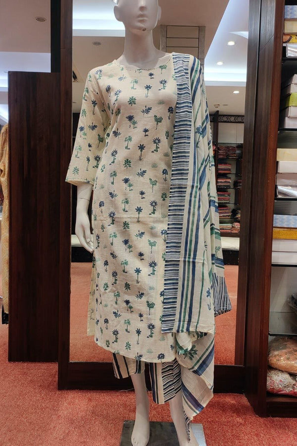 Pure Cotton Kurti Pant Set With Printed