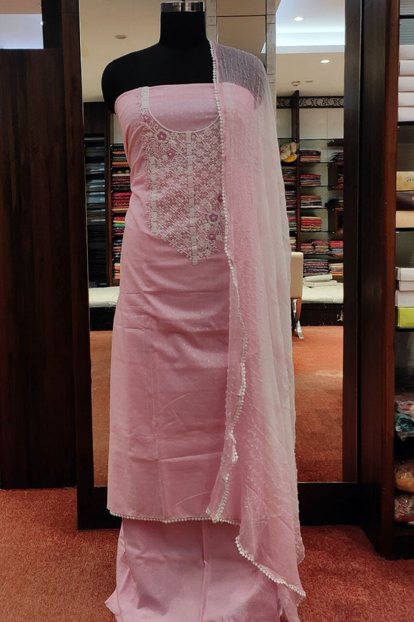 Pure Cotton Salwar Suit Piece In Pink