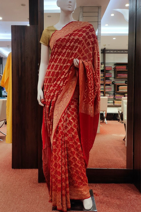 Pure Georgette Saree In Red Color