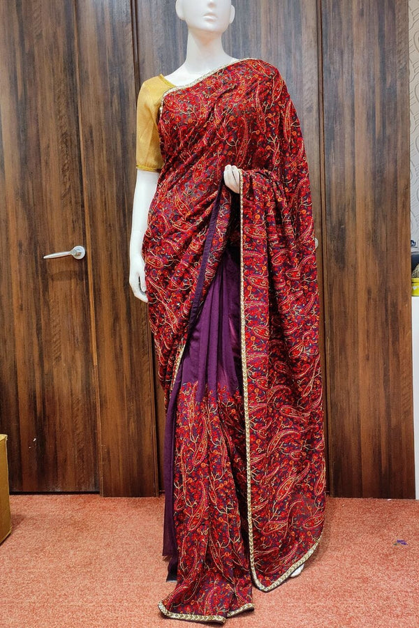 Pure Georgette Saree With All-Over Thread Work