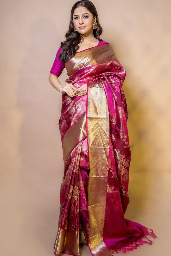 Kanjivaram Silk Saree With Bold Golden Border