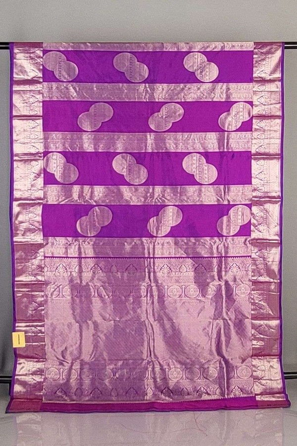 Purple Kanjivaram Silk Saree with Golden Resham