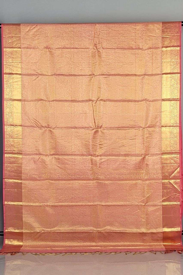 Pure Kanjivaram Silk Saree in Peach for Wedding Moms