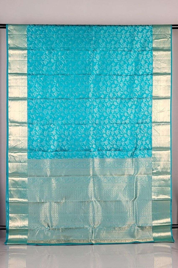 Kanjivaram Silk Saree in Firozi Blue with Resham Work