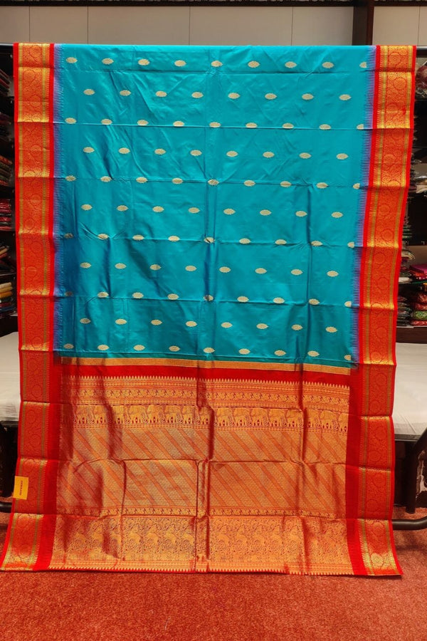 Pure Kanjivaram Silk Saree In Blue Color