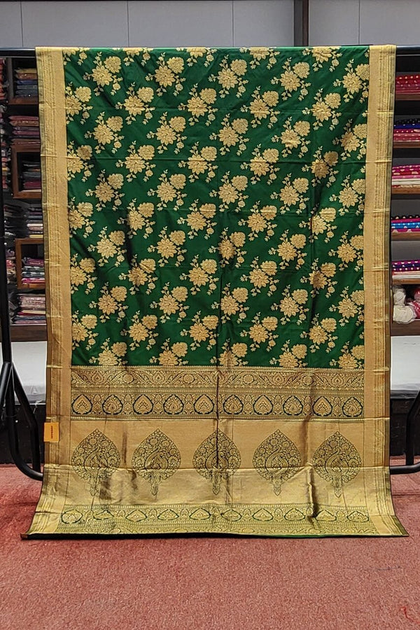Pure Kanjivaram Silk Saree In Dark Green