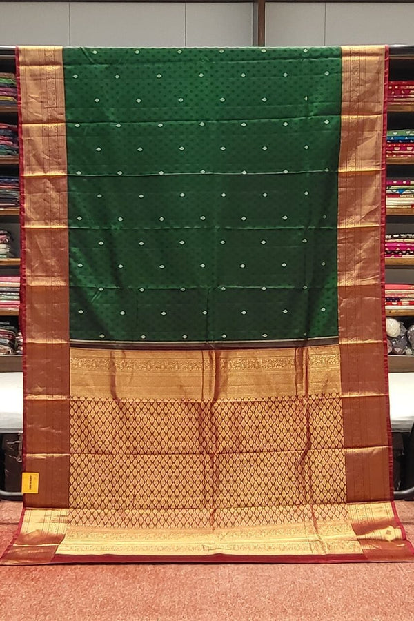 Pure Kanjivaram Silk Saree In Dark Green