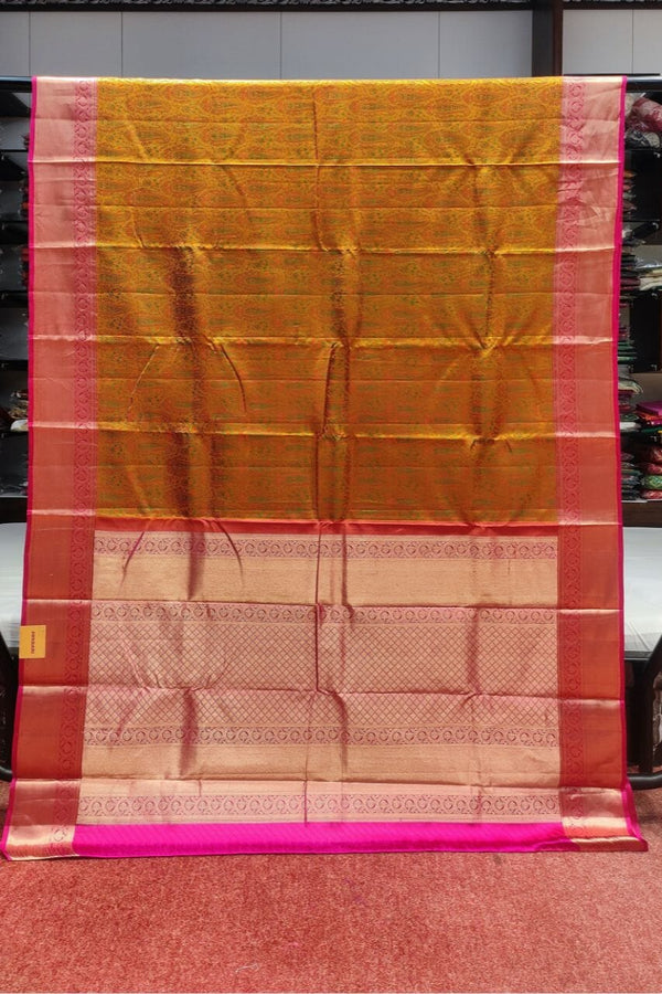 Pure Kanjivaram Silk Saree In Mustard Color