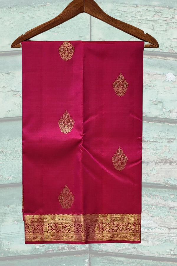 Bridal Kanjivaram Silk Saree In Rani Color