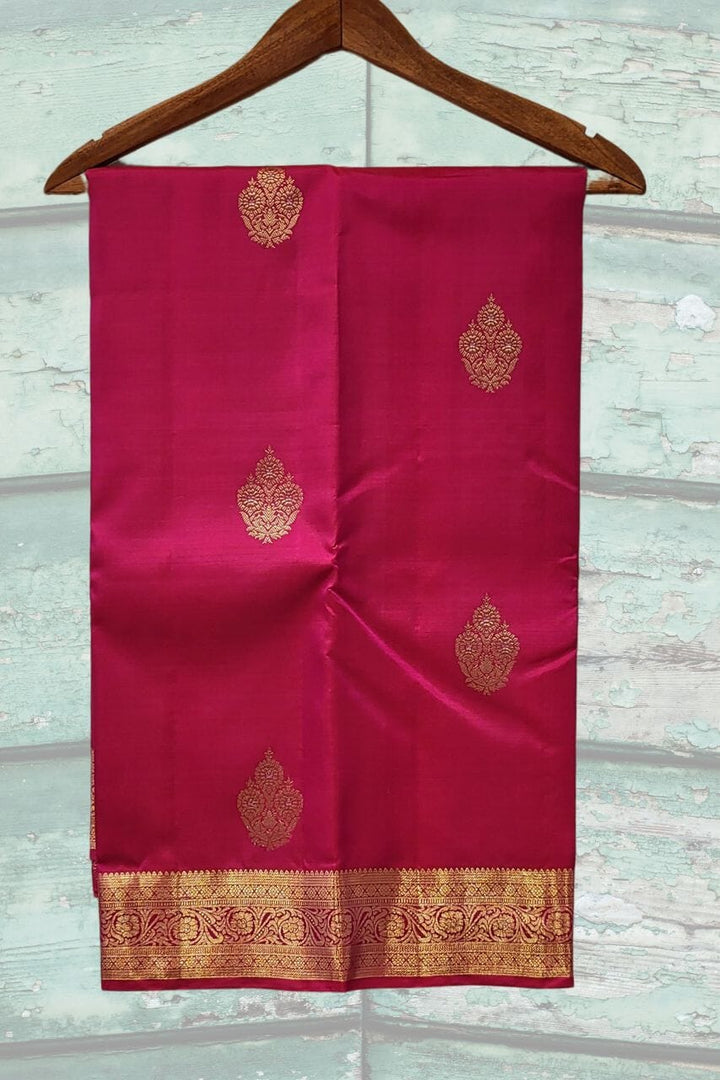 Bridal Kanjivaram Silk Saree In Rani Color