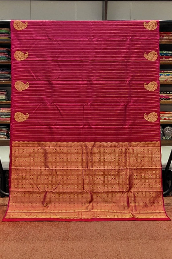 Pure Kanjivaram Silk Saree In Rani Color