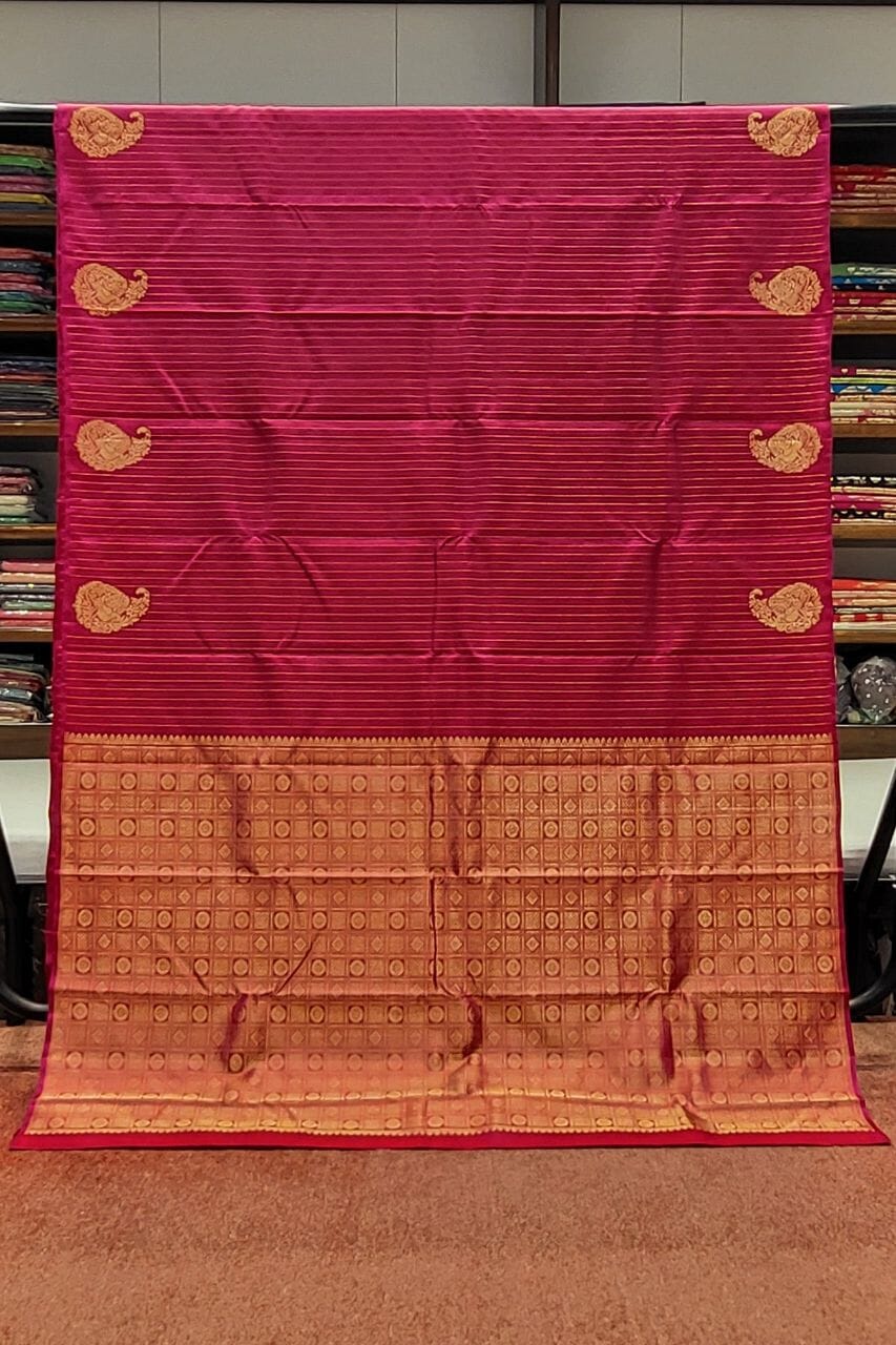 Pure Kanjivaram Silk Saree In Rani Color