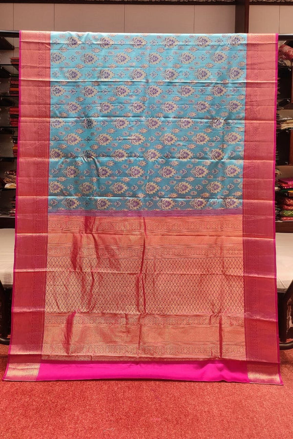 Pure Kanjivaram Silk Saree In Sky Blue