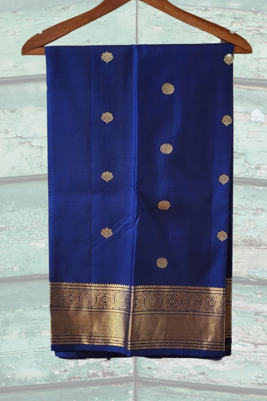 Coin Booti Kanjivaram Silk Saree in Blue Colour
