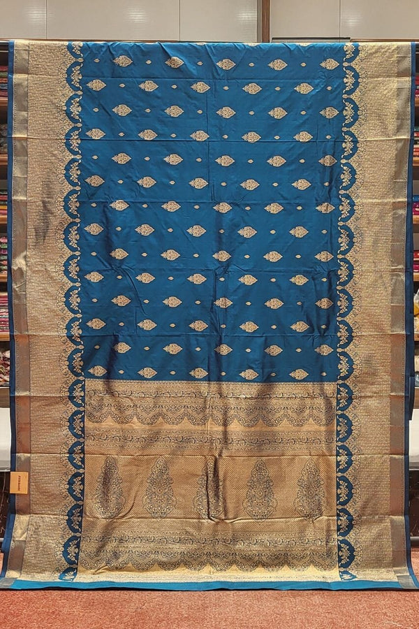Blue Kanjivaram Silk Saree with Big Border