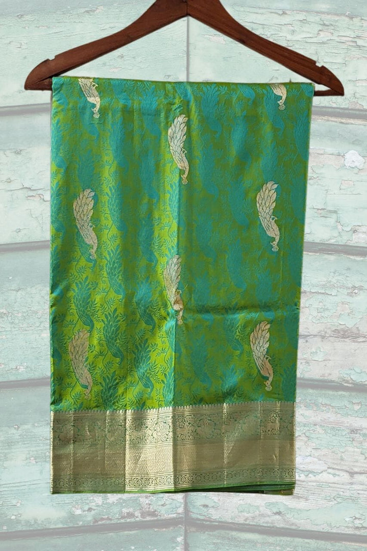 Brocade Kanjivaram Silk Saree in Shaded Green