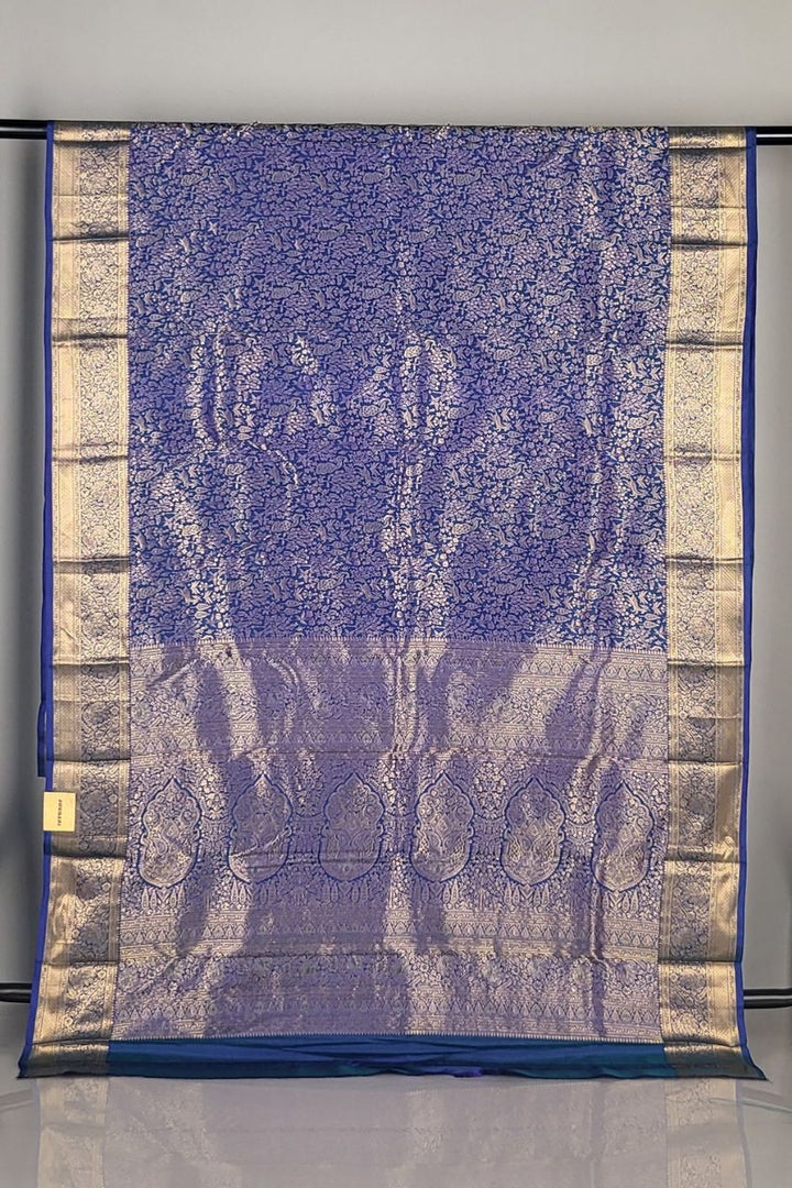 Brocade Kanjivaram Silk Saree in Navy Blue
