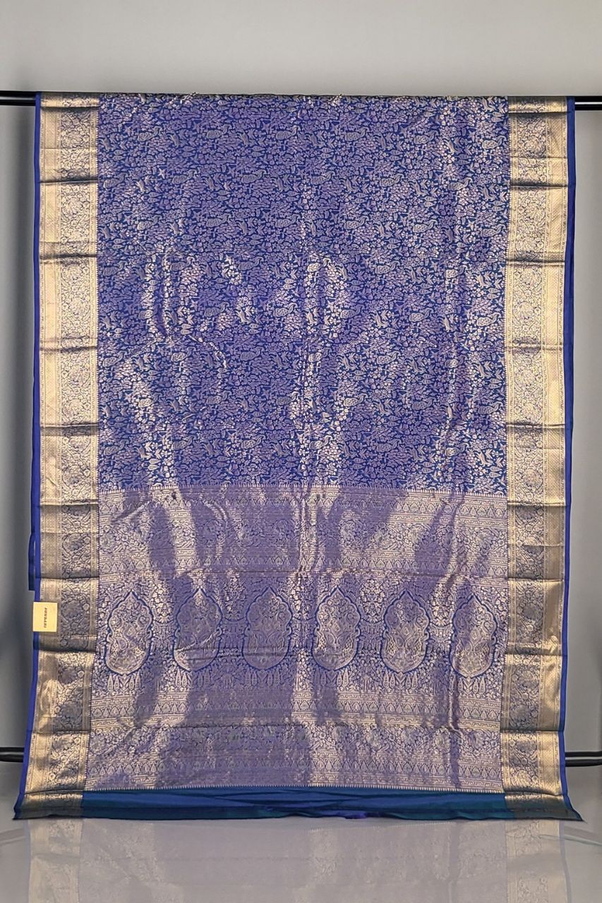 Brocade Kanjivaram Silk Saree in Navy Blue