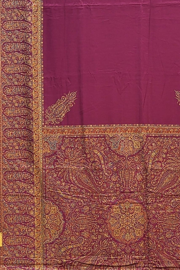 Pure Kani Silk Saree In Magenta Color
