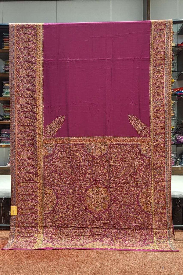 Pure Kani Silk Saree In Magenta Color