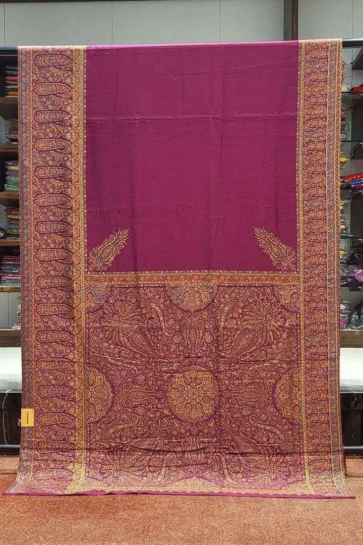 Pure Kani Silk Saree In Magenta Color